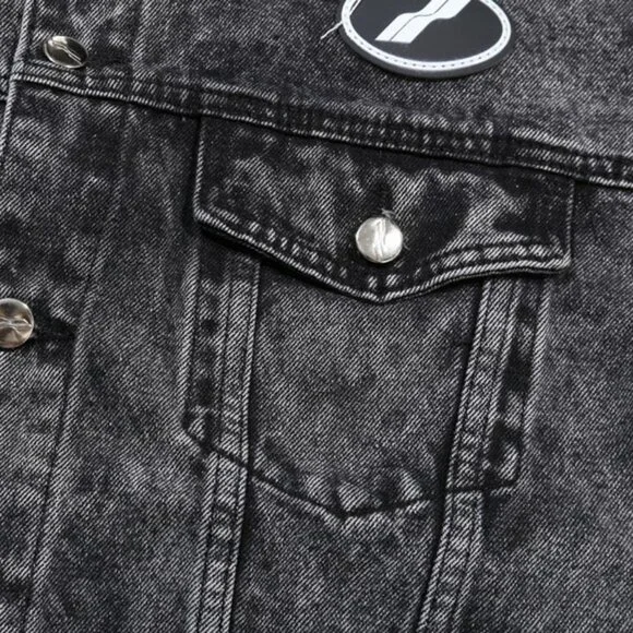 We11done Distressed Denim Jacket Black